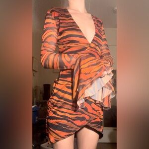 PLT orange and black zebra print dress